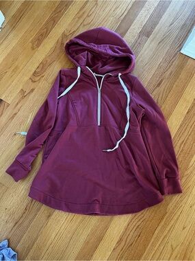 Hello MIZ MATERNITY Maroon Half-Zip Hooded Pullover